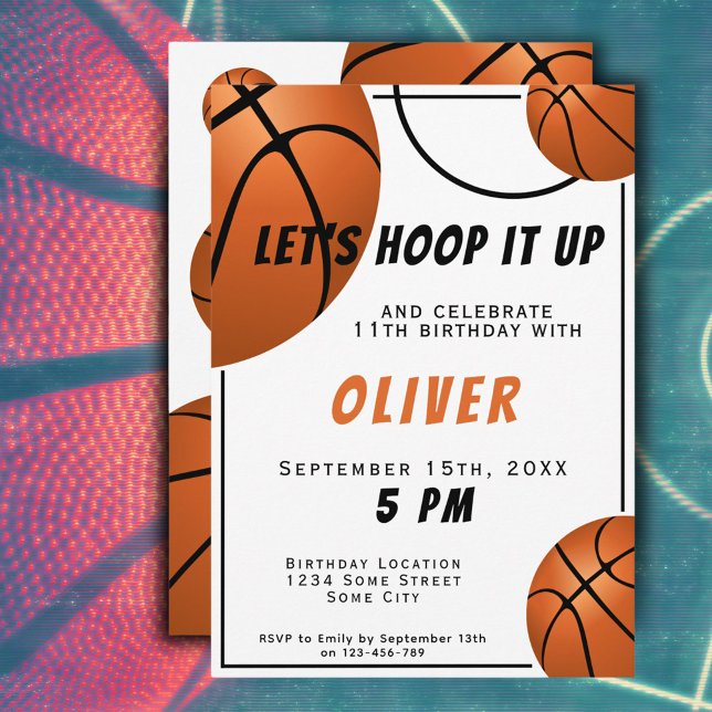 Basketball Ball Fun Sports Kids Birthday Invitation (Creator Uploaded)