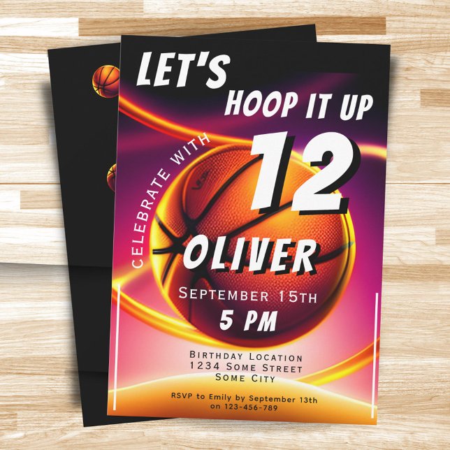 Basketball Ball Hoop it up Sports Birthday  Invitation (Creator Uploaded)