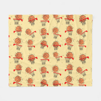Basketball - Ball & Hoop Seamless Pattern Fleece Blanket
