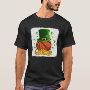 Basketball Ball Leprechaun Hat Shamrock Irish St P T-Shirt