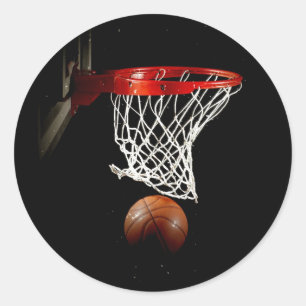Basketball Ball & Net Classic Round Sticker