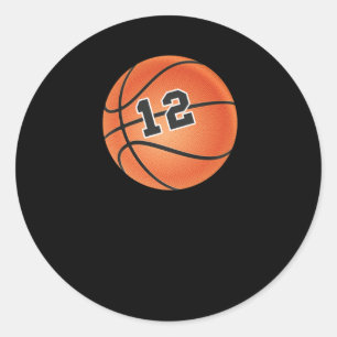 Basketball Ball Number 12 Classic Round Sticker