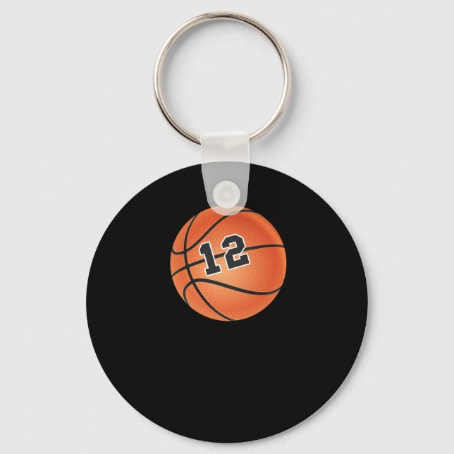 Basketball Ball Number 12  Keychain (Front)