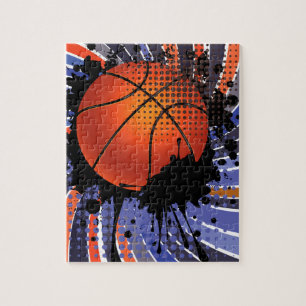 Basketball Ball on Rays Background 2 Jigsaw Puzzle