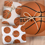 Basketball Ball Pattern Kids Name Birthday Wrapping Paper Sheet<br><div class="desc">Basketball Ball Pattern Kids Name Birthday Wrapping Paper Sheets. Personalize with your name or erase the text.</div>