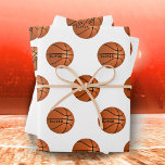 Basketball Ball Pattern Kids Name Birthday  Wrapping Paper Sheet<br><div class="desc">Basketball Ball Pattern Kids Name Birthday Wrapping Paper Sheets. Basketball ball pattern on a white background. Personalize with your name or erase the text.</div>