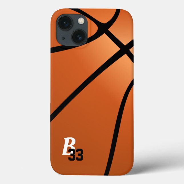 Basketball Ball Player Number Monogram Sports Case-Mate iPhone Case (Back)