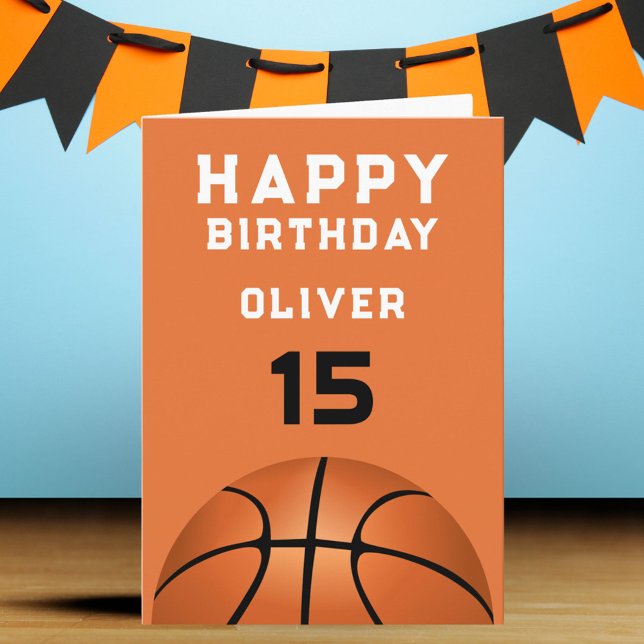 Basketball Ball Sports Boy Happy Birthday  Card (Creator Uploaded)