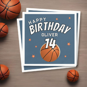 Basketball Ball Sports Happy Birthday Party Napkin