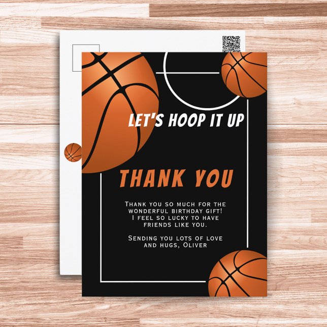 Basketball Ball Sports Kids Birthday Thank you Postcard (Creator Uploaded)