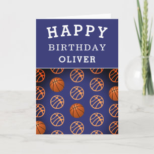 Basketball Ball Sports Pattern Happy Birthday Kid Card