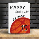 Basketball Ball Sports Teen Boys Happy Birthday Card<br><div class="desc">Basketball Ball Sports Teen Boys Happy Birthday Card. Simple abstract basketball ball. Modern basketball birthday card for anyone who loves basketball. Personalize with your name and age on the ball.</div>