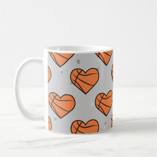 Basketball Ball Texture In Heart Shape - Pattern Coffee Mug