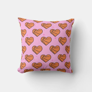 Basketball Ball Texture In Heart Shape - Pattern Throw Pillow