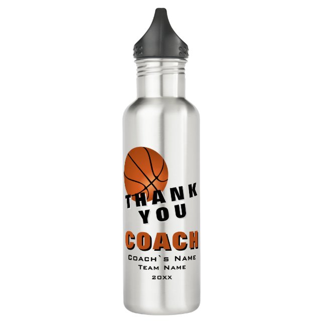 Basketball Ball Thank you Coach  710 Ml Water Bottle (Left)