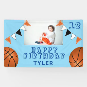 Basketball Balls Flags Kids Photo Birthday Banner