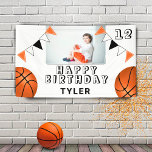 Basketball Balls Flags Kids Photo Birthday Party Banner<br><div class="desc">Basketball Balls Flags Kids Photo Birthday Party Banner. The design has two basketballs and birthday party bunting flags in orange, black and white colours. Add your photo and personalize it with your name, age and text and make your own birthday party banner. Great for boys and girls who love basketball....</div>