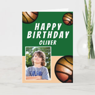 Basketball Balls Sports Kids Happy Birthday Photo Card