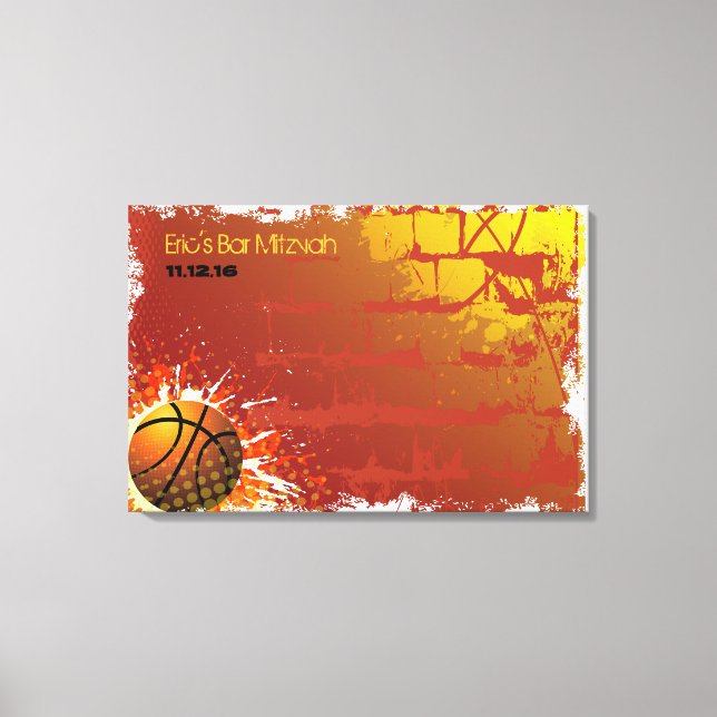 Basketball Bar Mitzvah Bar Mitzvah  Sign-In Board Canvas Print (Front)