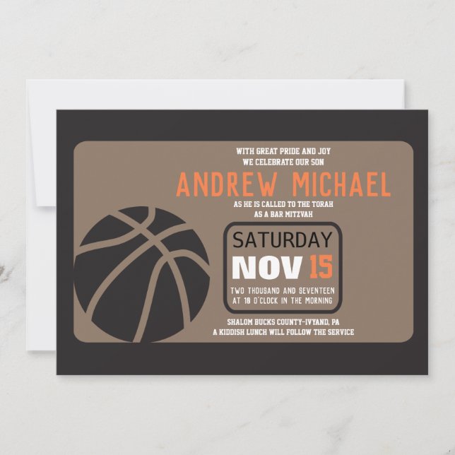 BASKETBALL Bar Mitzvah Invitation (Devant)