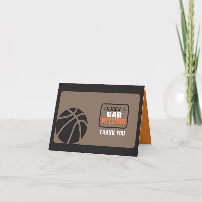 BASKETBALL Bar Mitzvah Invitation Carte de remerci (Devant)