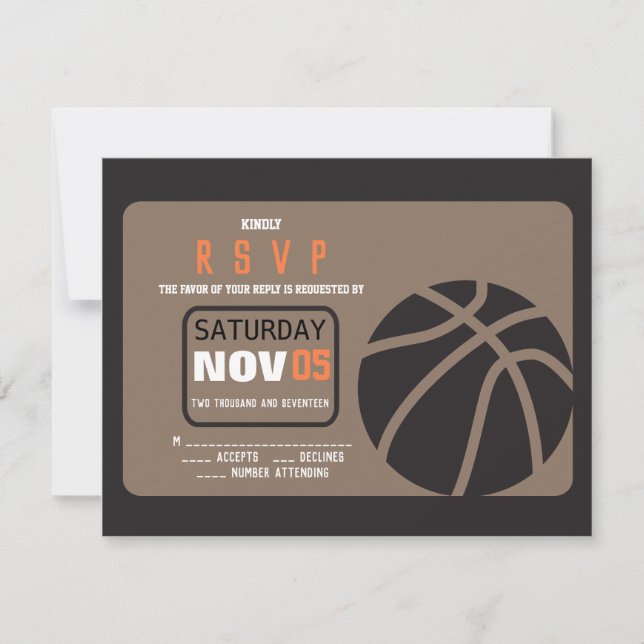 BASKETBALL Bar Mitzvah Invitation Reply Card (Front)