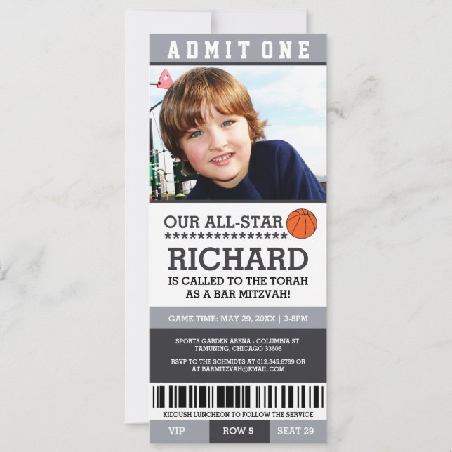 Basketball Bar Mitzvah Invites (Front)