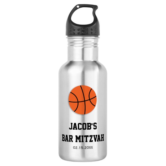 Basketball Bar Mitzvah Personalized 532 Ml Water Bottle (Front)