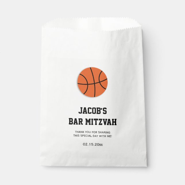 Basketball Bar Mitzvah Personalized Favour Bag (Front)