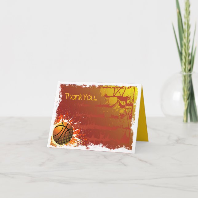 Basketball Bar Mitzvah Thank You Card (Front)