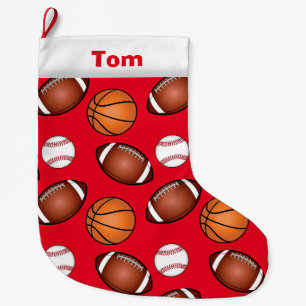 Basketball Baseball Football Customizable Large Christmas Stocking