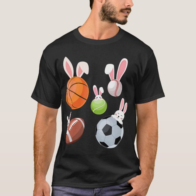 Basketball Baseball Football Soccer Sports Easter  T-Shirt (Front)