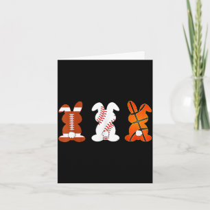 Basketball baseball football sports easter bunny card