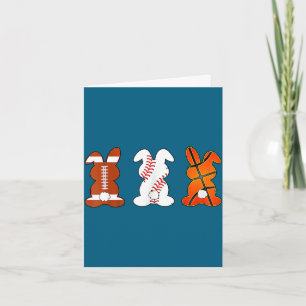 Basketball baseball football sports easter bunny card
