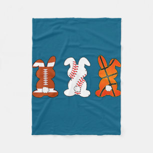 Basketball baseball football sports easter bunny fleece blanket