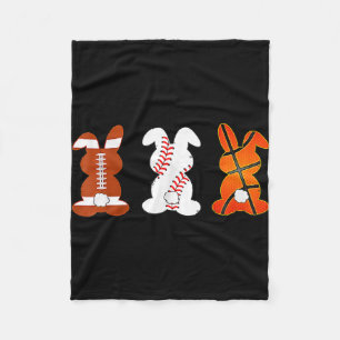 Basketball baseball football sports easter bunny fleece blanket