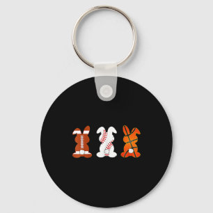 Basketball baseball football sports easter bunny keychain