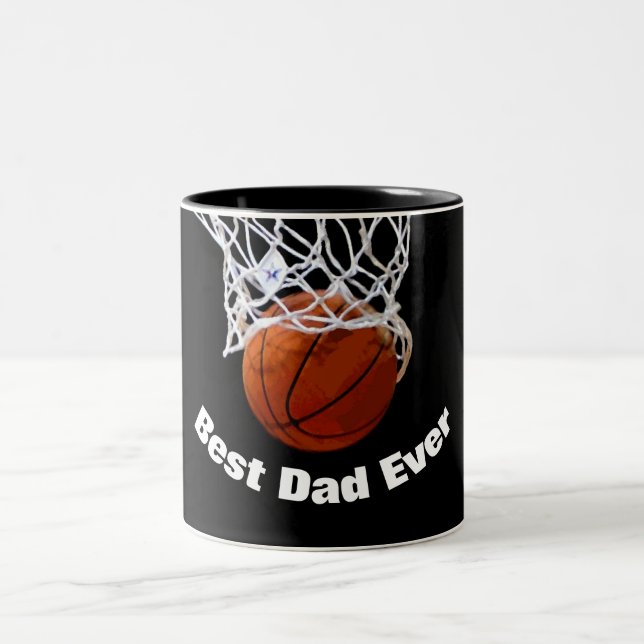 Basketball Best Dad Ever Custom Two-Tone Coffee Mug (Center)