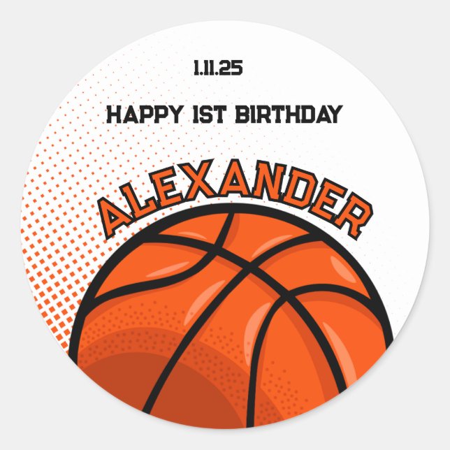 Basketball Birthday Bash Sticker (Front)