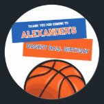 Basketball Birthday Bash Sticker<br><div class="desc">Celebrate your special day with a slam dunk! This vibrant basketball-themed birthday sticker is perfect for party favours,  invitations,  or decorations. Whether you're a player,  fan,  or just love the game,  this sticker will make your birthday unforgettable. Score big with this must-have party accessory!</div>