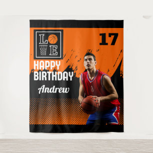 Basketball Birthday, Basketball Player Backdrops Tapestry