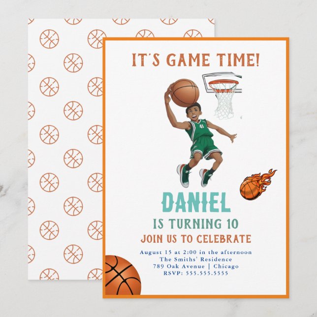 Basketball Birthday Invitation (Front/Back)