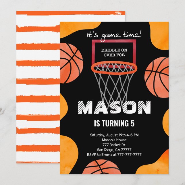 basketball Birthday Invitation (Front/Back)