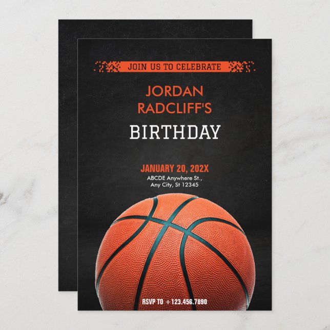 Basketball Birthday Invitation (Front/Back)