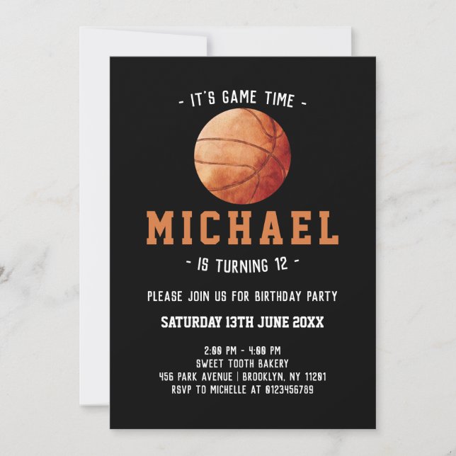 Basketball Birthday Invitation (Front)