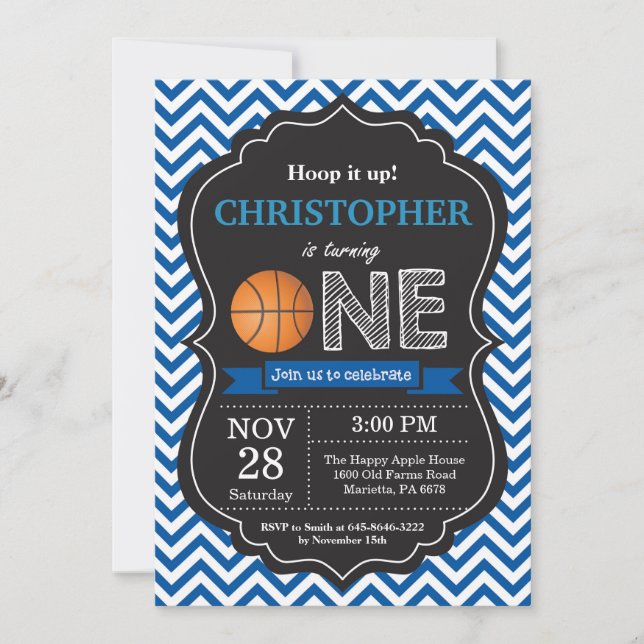 Basketball Birthday Invitation 1st Birthday Party (Front)