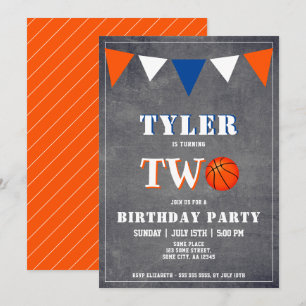 Basketball Birthday Invitation Boy 2nd Birthday