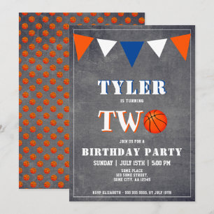 Basketball Birthday Invitation Boy 2nd Birthday