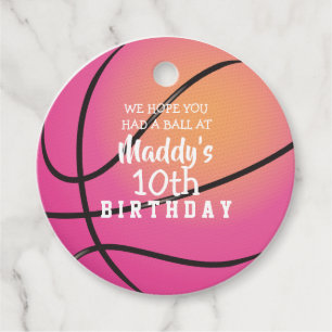 BASKETBALL Birthday Invitation Gift Take Home Card Favour Tags