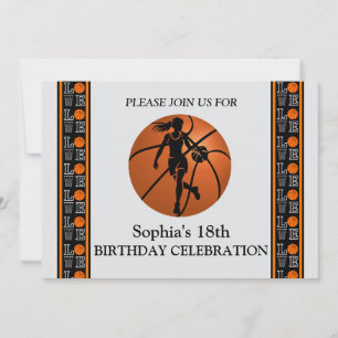 Basketball Birthday Party, Basketball Player  Invi Invitation